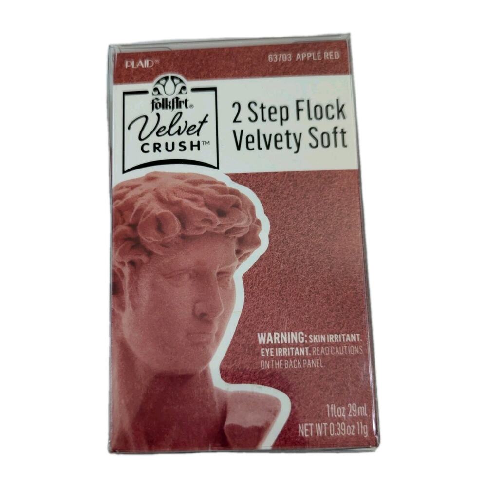 FolkArt Velvet Crush 2 Step Flock Kit (Apple Red) Velvety Soft Finish Diy New